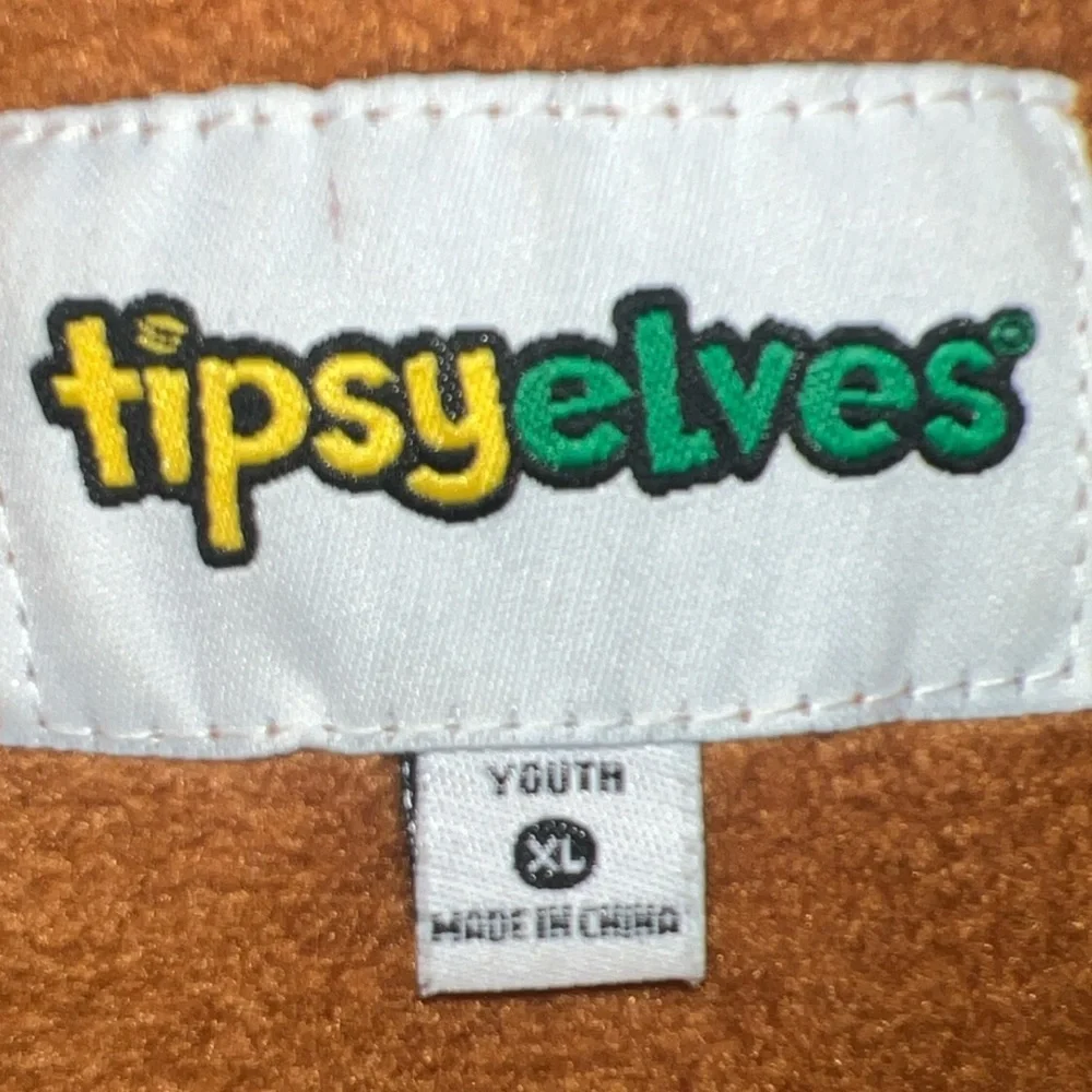 NEW Tipsy Elves Youth XL Gingerbread Man Fleece Jumpsuit Brown Holiday One Piece